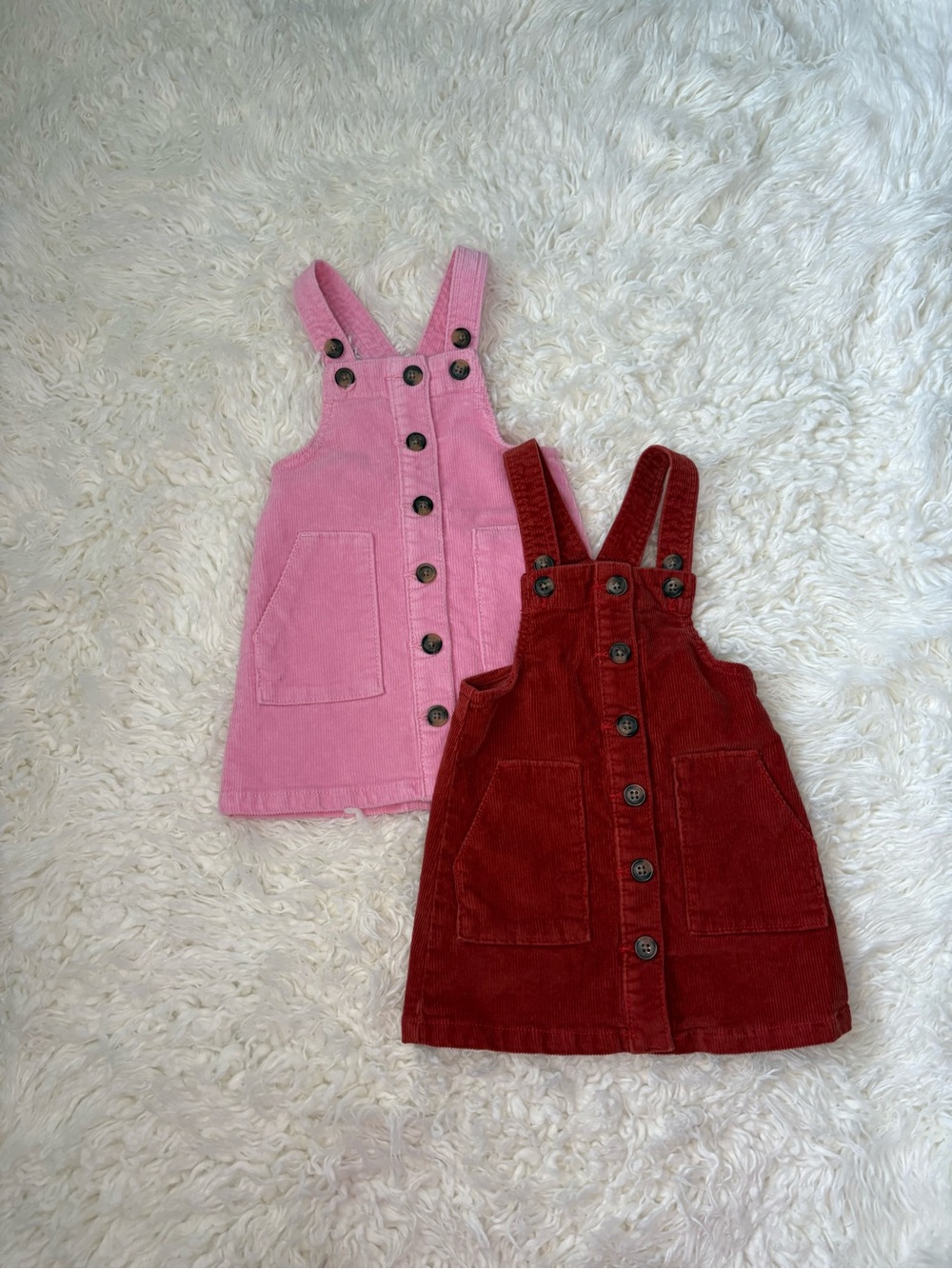 Wonder Nation Toddler Girl Corduroy Jumper Dress Lot Pink & Orange 2T